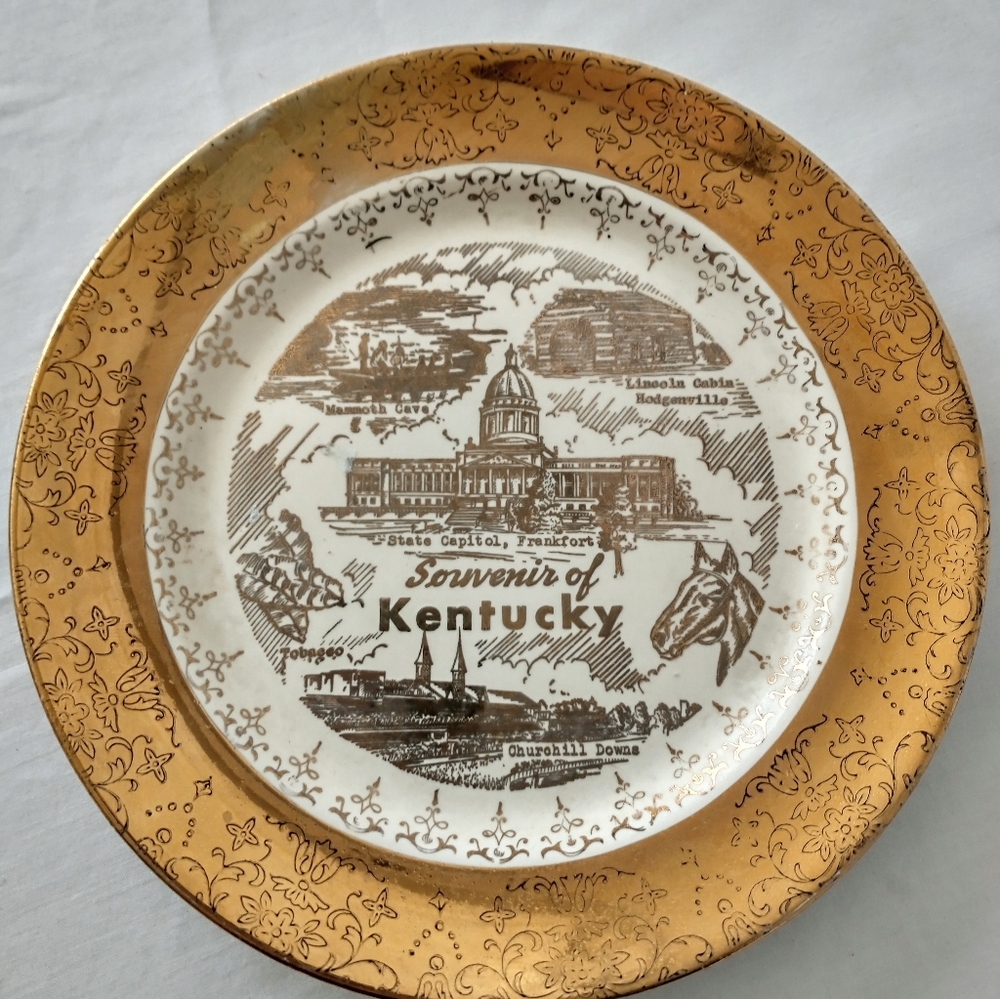 1950s Sabin Crest of Gold Collectors Plate - "Kentucky" 22k